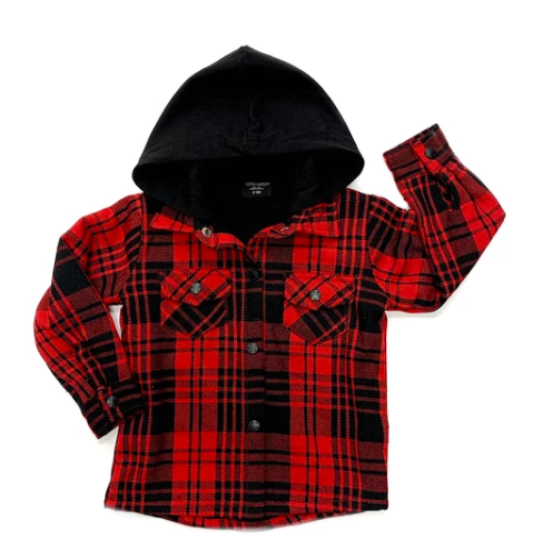 Little Bipsy Hooded flannel in black and red