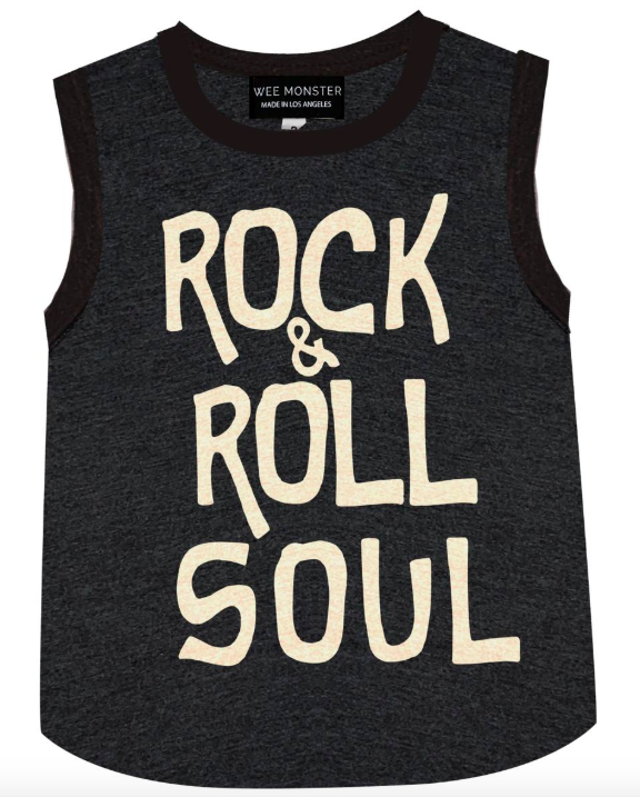 Wee Monster - Rock & Roll Muscle Tank in Charcoal (Size 6)