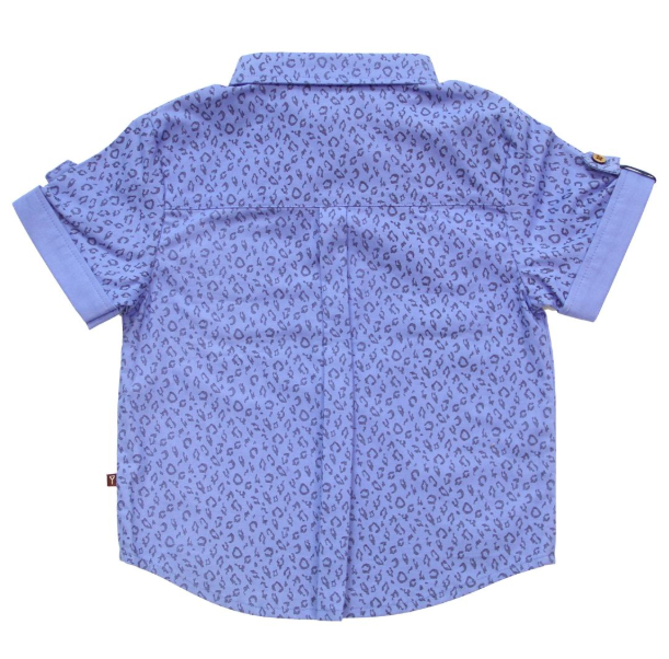 Fore! Axel & Hudson - Short Cuffed Sleeve Button Up in Blue Animal Print