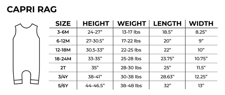 Rags to Raches capri size chart