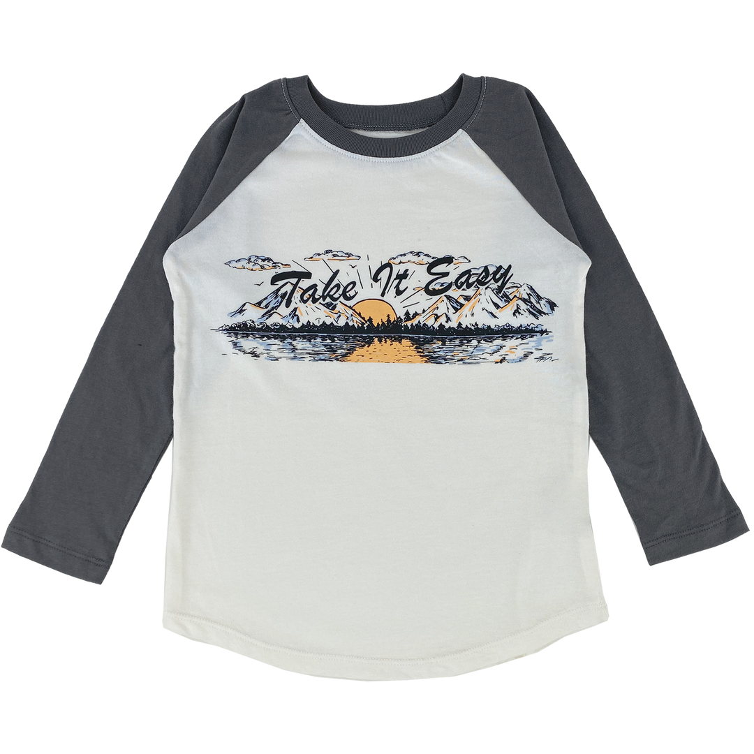 Tiny Whales - Take It Easy LS Raglan in Natural/Black