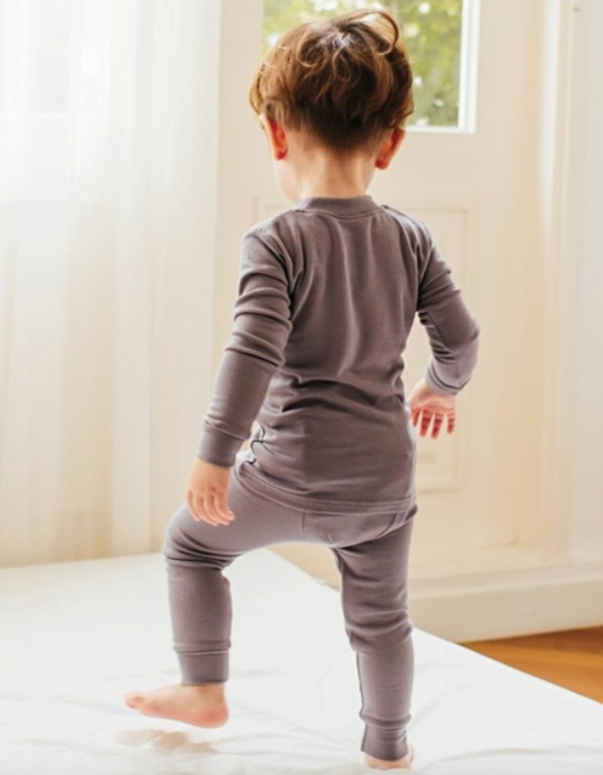 Basic Kids Modal Pajamas in Grey