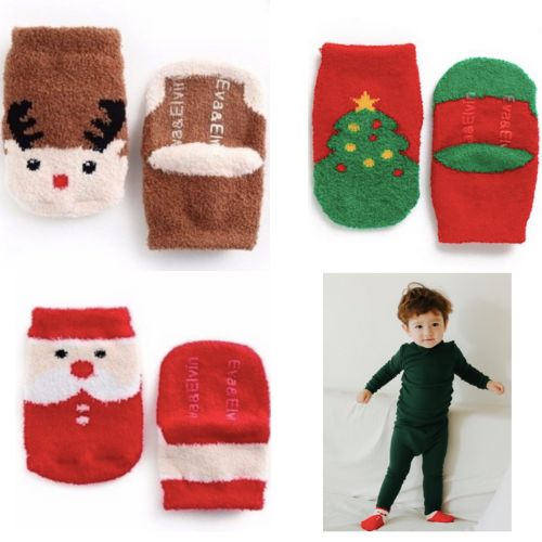 Baby/Toddler/Childrens No-Slip Fuzzy Holiday Socks (L)