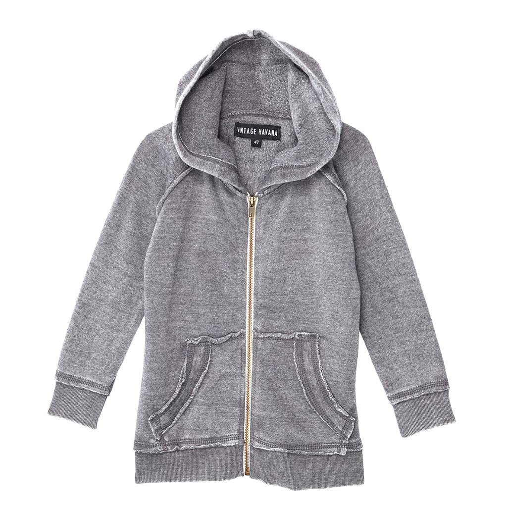 Vintage Havana Boys Zip Hoodie in Titanium