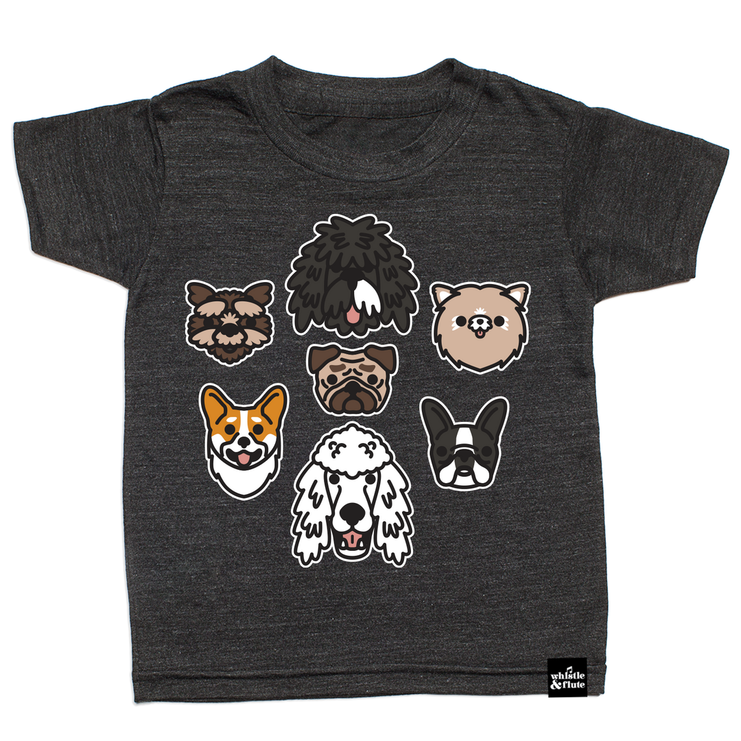 Whistle & Flute - Kawaii Dogs T-Shirt in Charcoal
