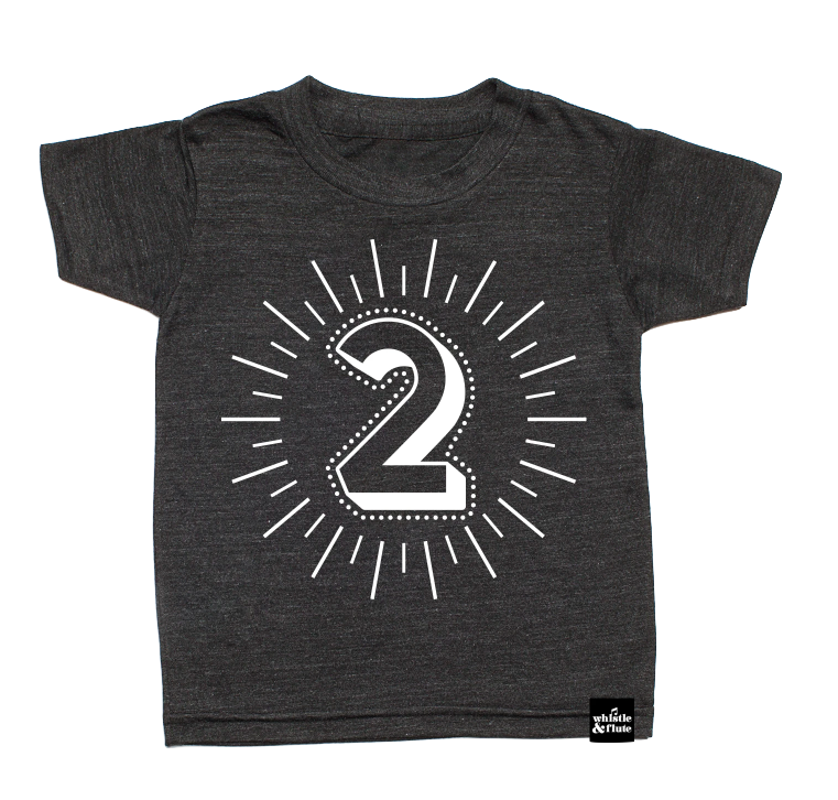 Whistle & Flute - Milestone Number Birthday T-Shirts in Charcoal