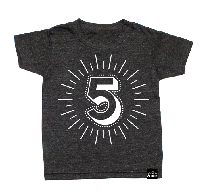 Whistle & Flute - Milestone Number Birthday T-Shirts in Charcoal