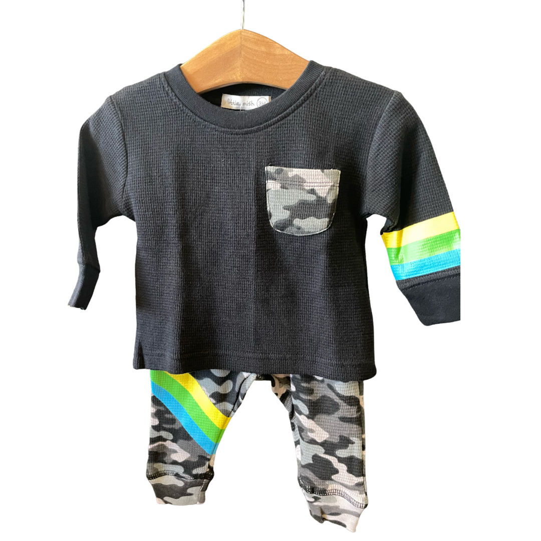 Little Mish - Thermal Two-Piece in Grey Camo