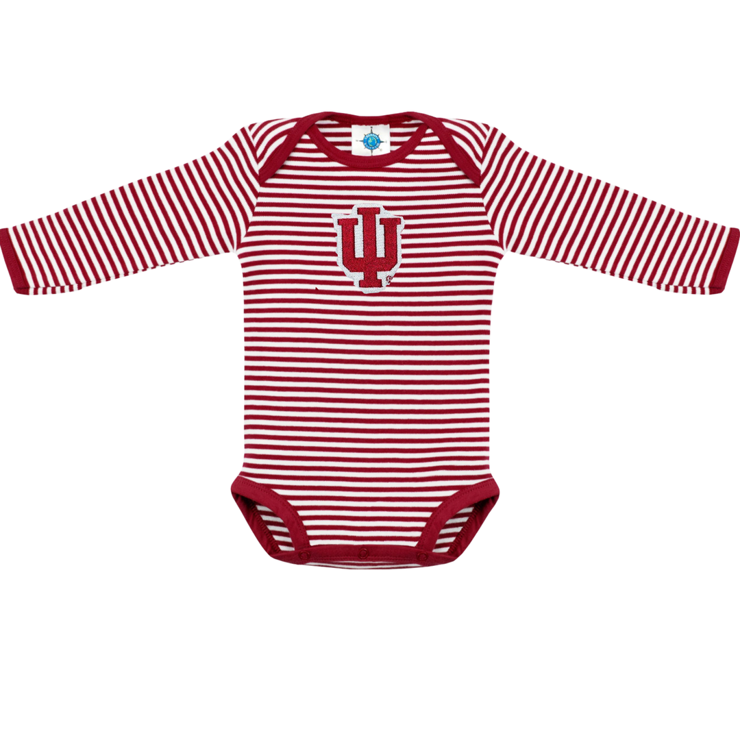 Indiana University Baby Striped Long-Sleeve Onesie in Crimson