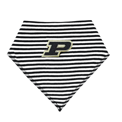 Purdue University Striped Baby Bandana Bib in Black