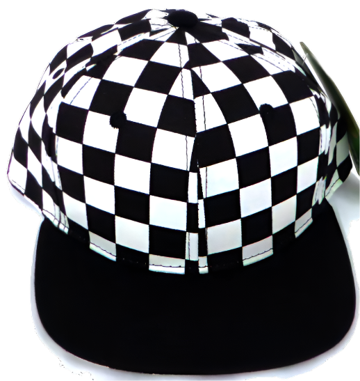 boys  black white checkered hat with black brim