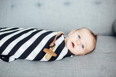 Copper Pearl - Stretch-Knit Swaddle Blanket - Classic Black and White Stripes