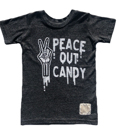 Retro Brand - Peace Out Candy Tee in Heather Black