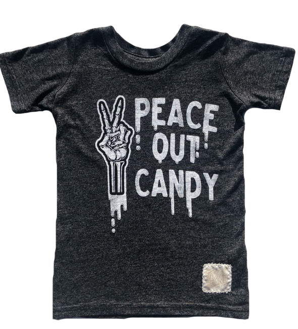 Retro Brand - Peace Out Candy Tee in Heather Black