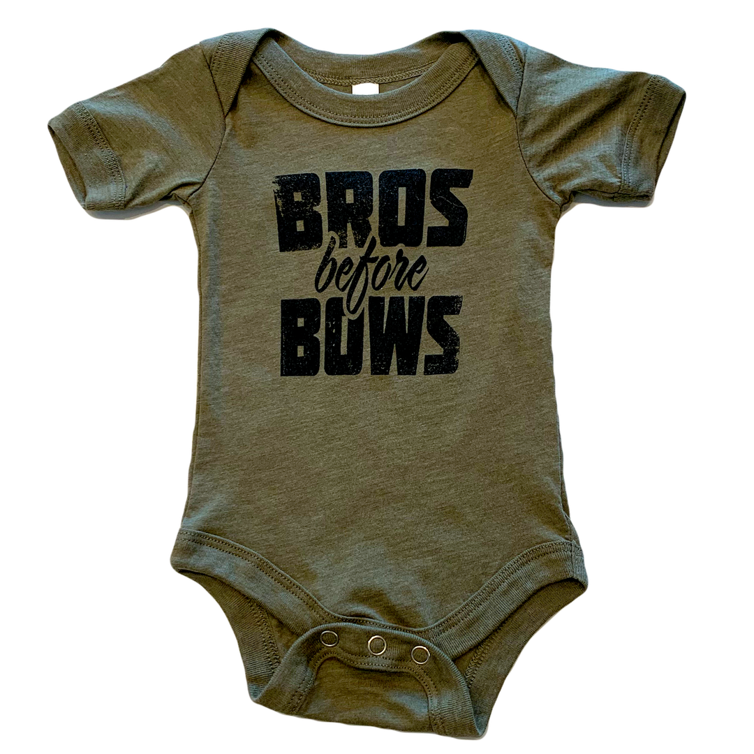 Roman & Leo - Bros Before Bows Onesie in Olive Green