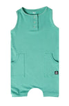 Rags - Essentials Tank Henley Shorts Pocket Romper in Wasabi
